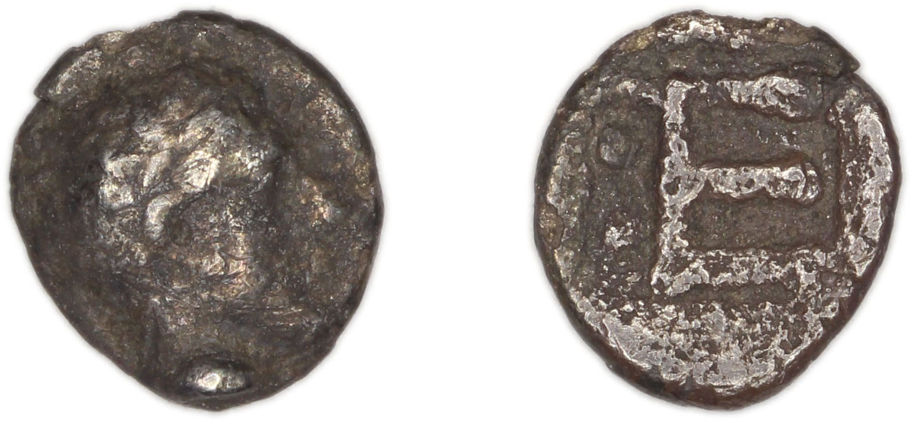 Colophon Milne 1941 Period II, quarter-obols, аверс, bm