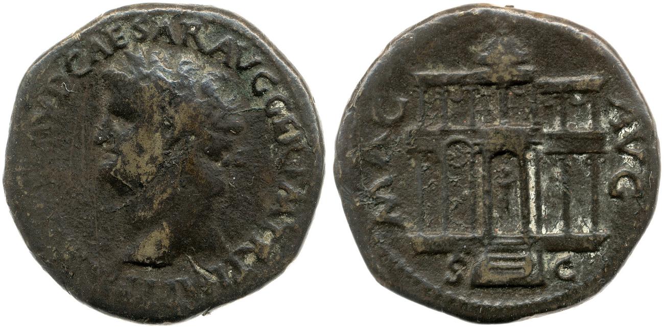 RIC I (second edition) Nero 402, аверс, bm