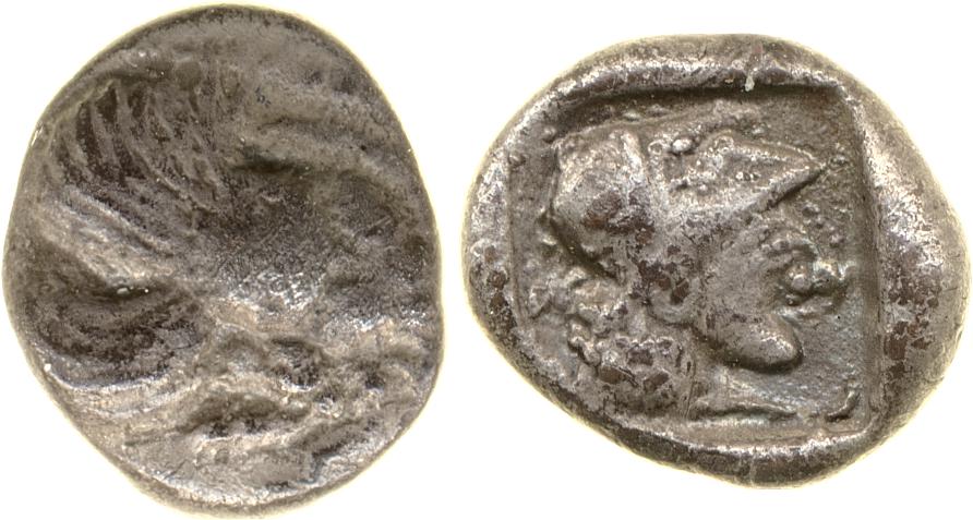 Clazomenae Dengate 1967 IR Attic obols, аверс, bm
