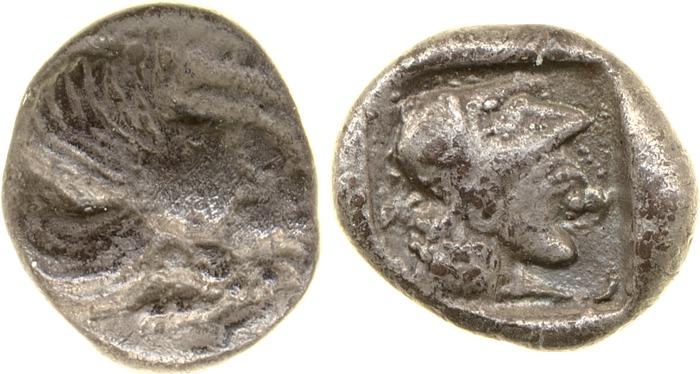Clazomenae Dengate 1967 IR Attic obols, реверс, bm