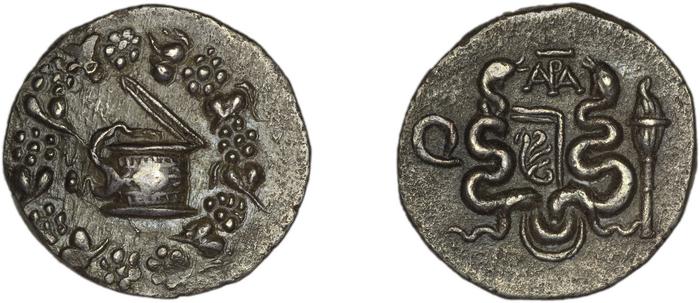 ATRA, issuer of cistophori Ephesus Metcalf 2017  p. 57, 4.6 A, реверс, bm
