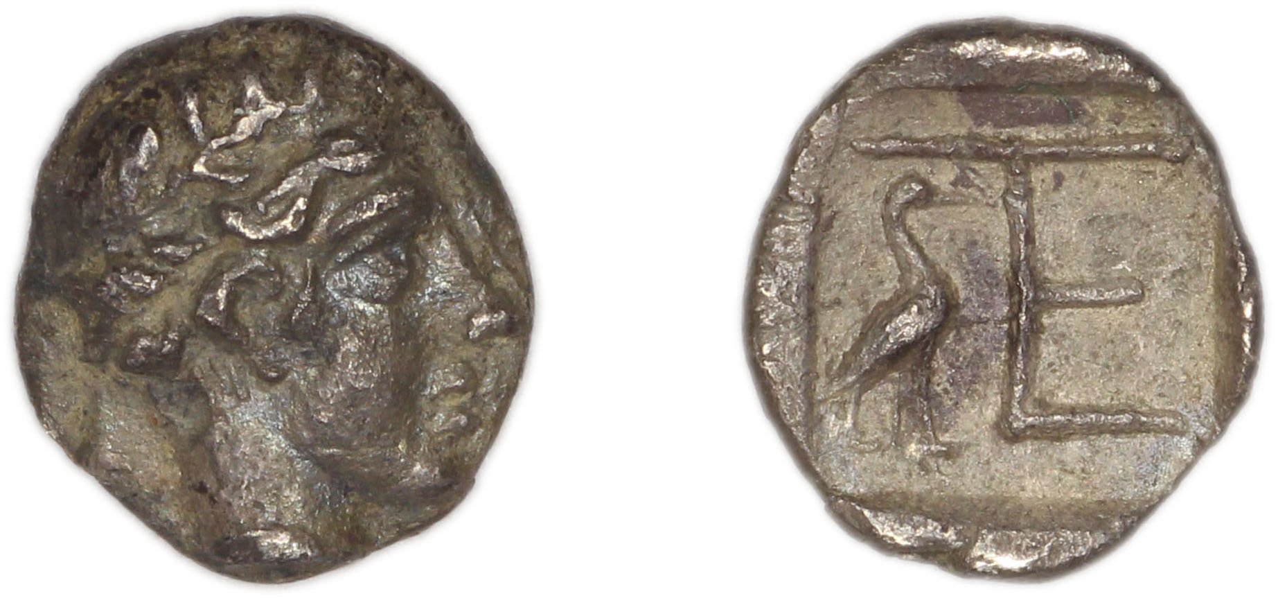 Colophon Milne 1941 Period II, quarter-obols, аверс, bm
