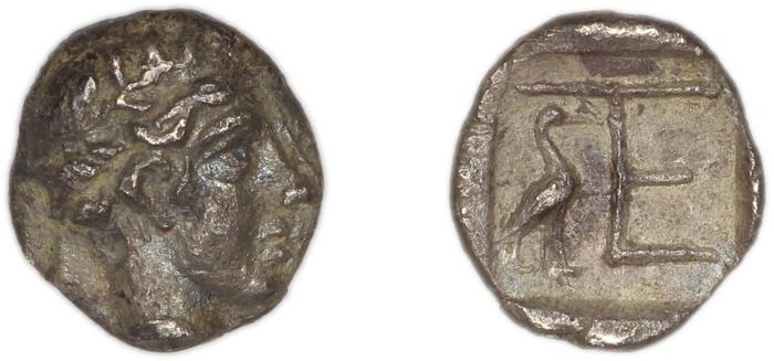 Colophon Milne 1941 Period II, quarter-obols, реверс, bm