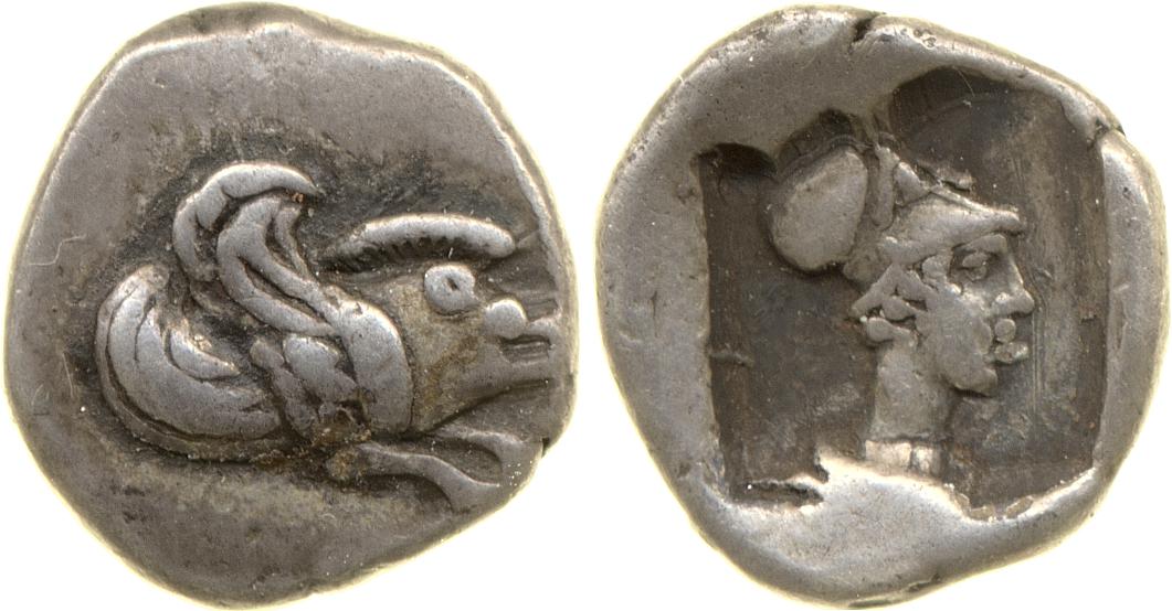 Clazomenae Dengate 1967 IQ Attic diobols, аверс, bm