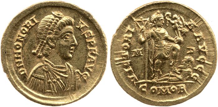 RIC X Honorius 1206, реверс, bm