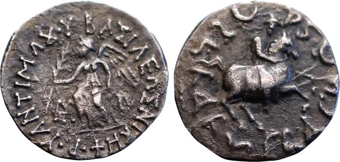 Bactrian and Indo-Greek Coinage Antimachus II 1.3, bm