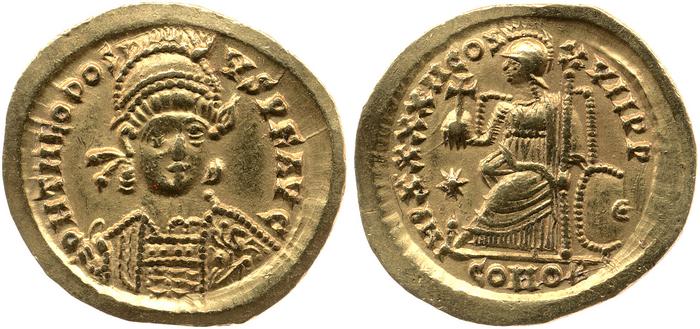RIC X Theodosius II (East) 323, реверс, bm