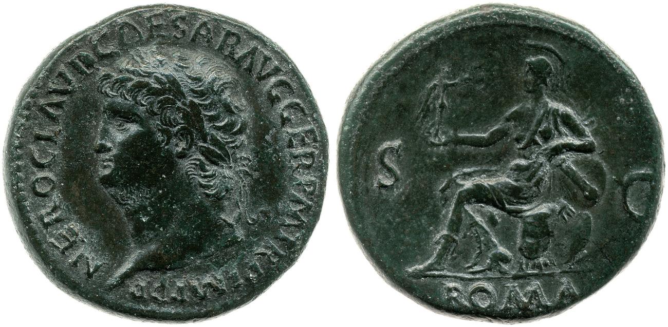 RIC I (second edition) Nero 274, аверс, bm