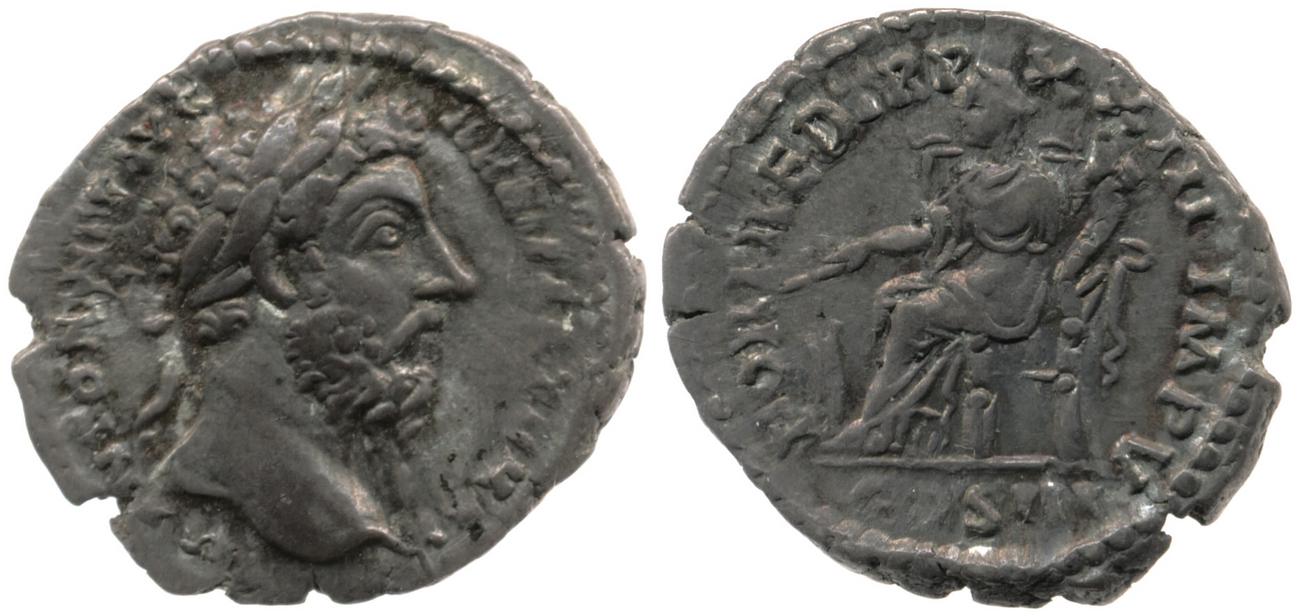 RIC III Marcus Aurelius 205, аверс, bm