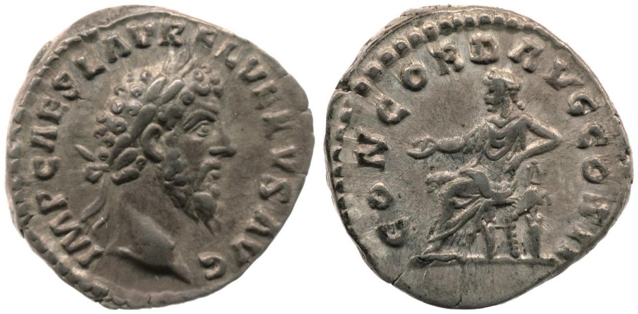 RIC III Marcus Aurelius 444, аверс, bm