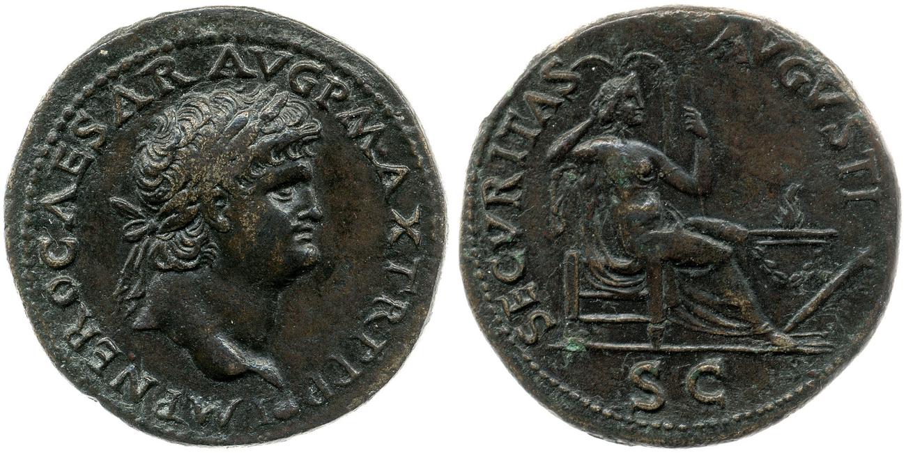 RIC I (second edition) Nero 596, аверс, bm