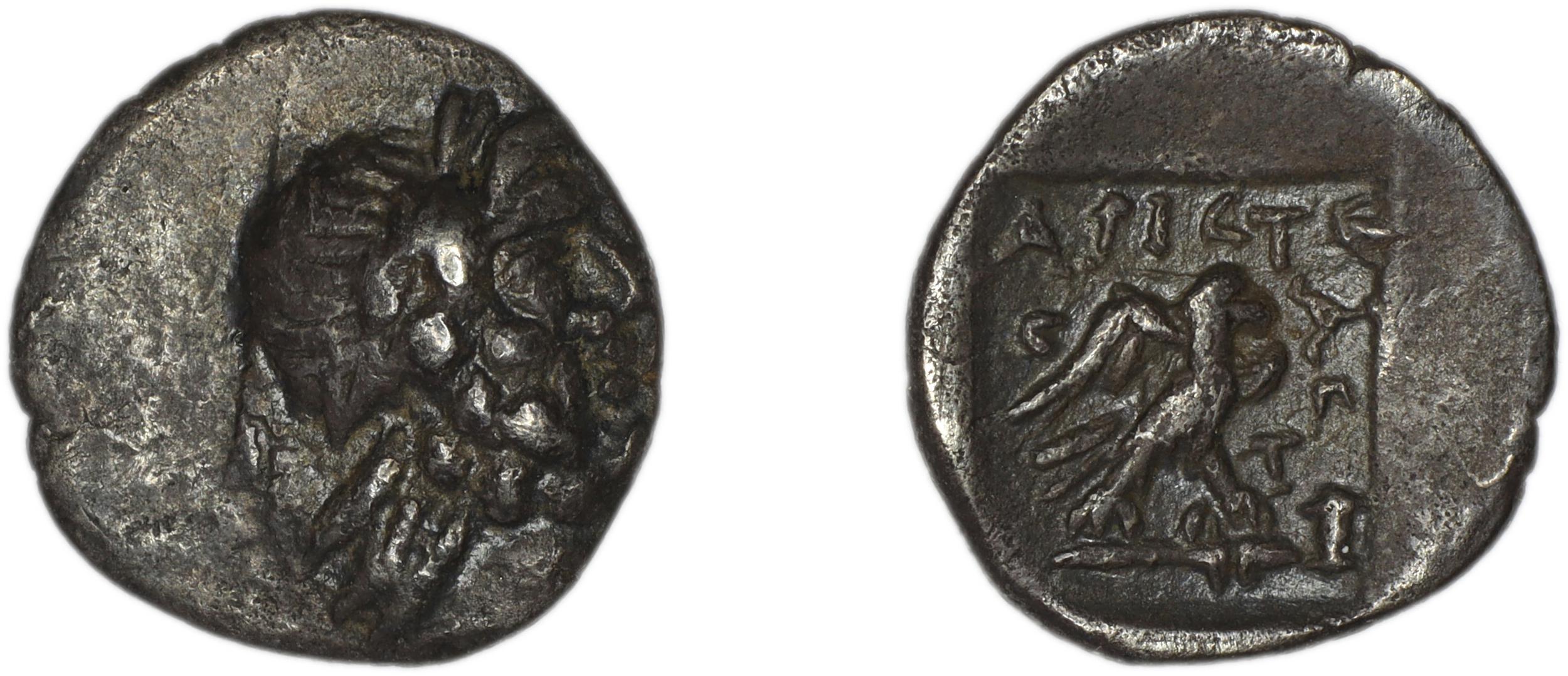 obverse Stratoniceia Meadows 2002 Group 3 hemidrachm