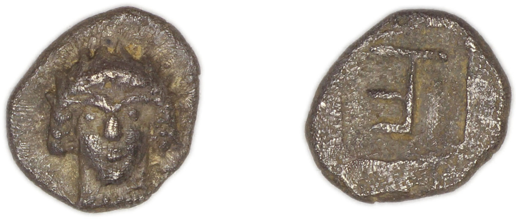 Colophon Milne 1941 Period I, quarter-obols (TE), аверс, bm