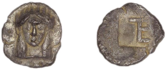 Colophon Milne 1941 Period I, quarter-obols (TE), реверс, bm