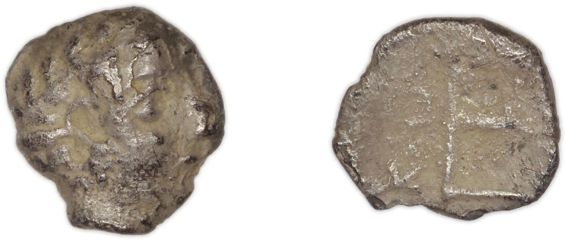 Colophon Milne 1941 Period II, quarter-obols, аверс, bm
