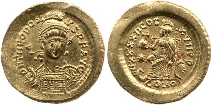 RIC X Theodosius II (East) 324, реверс, bm
