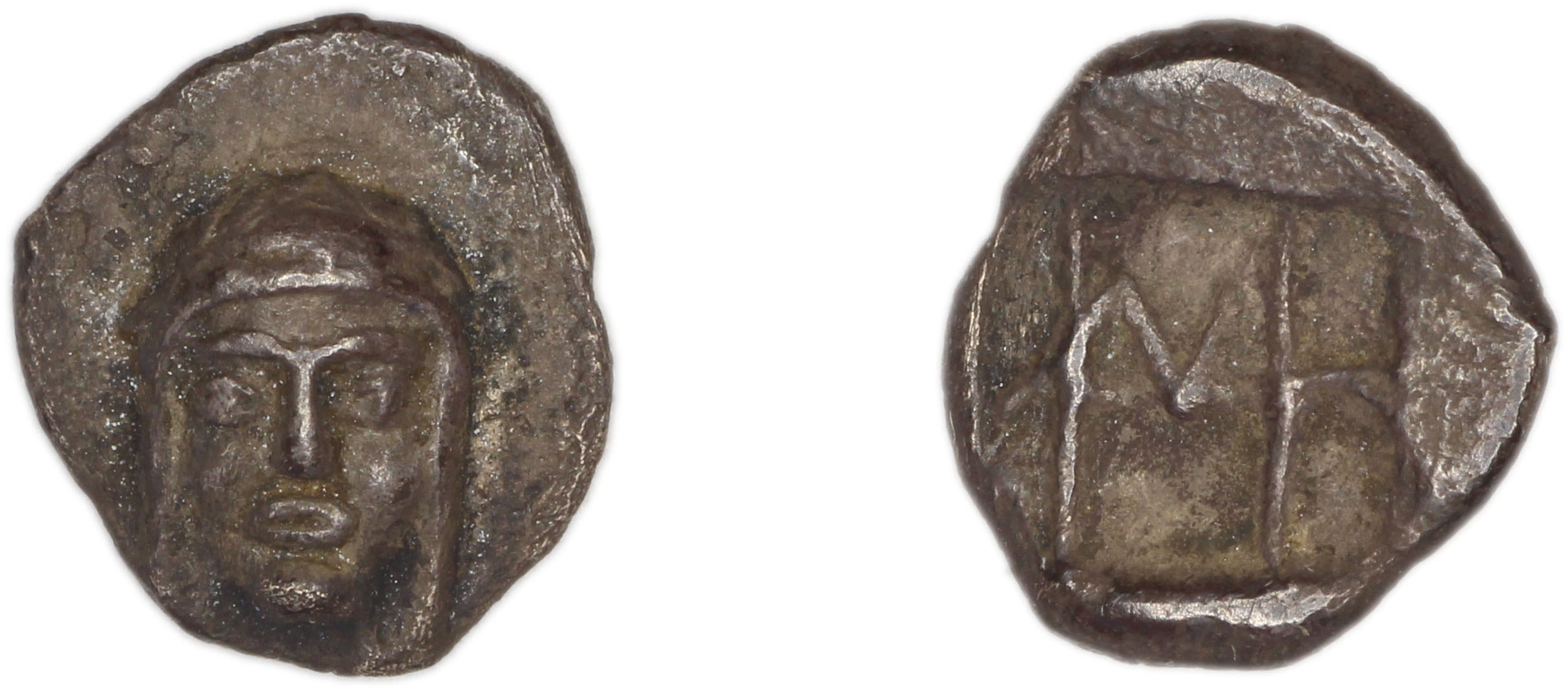 Colophon Milne 1941 Period I, half-obols, аверс, bm