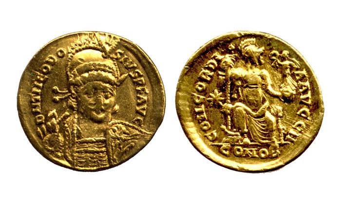 RIC X Theodosius II (East) 202, реверс, bm