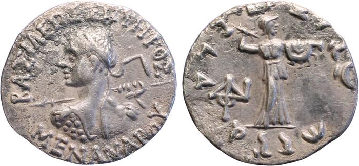 Bactrian and Indo-Greek Coinage Menander I 15.1, bm