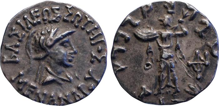 Bactrian and Indo-Greek Coinage Menander I 14.4, bm