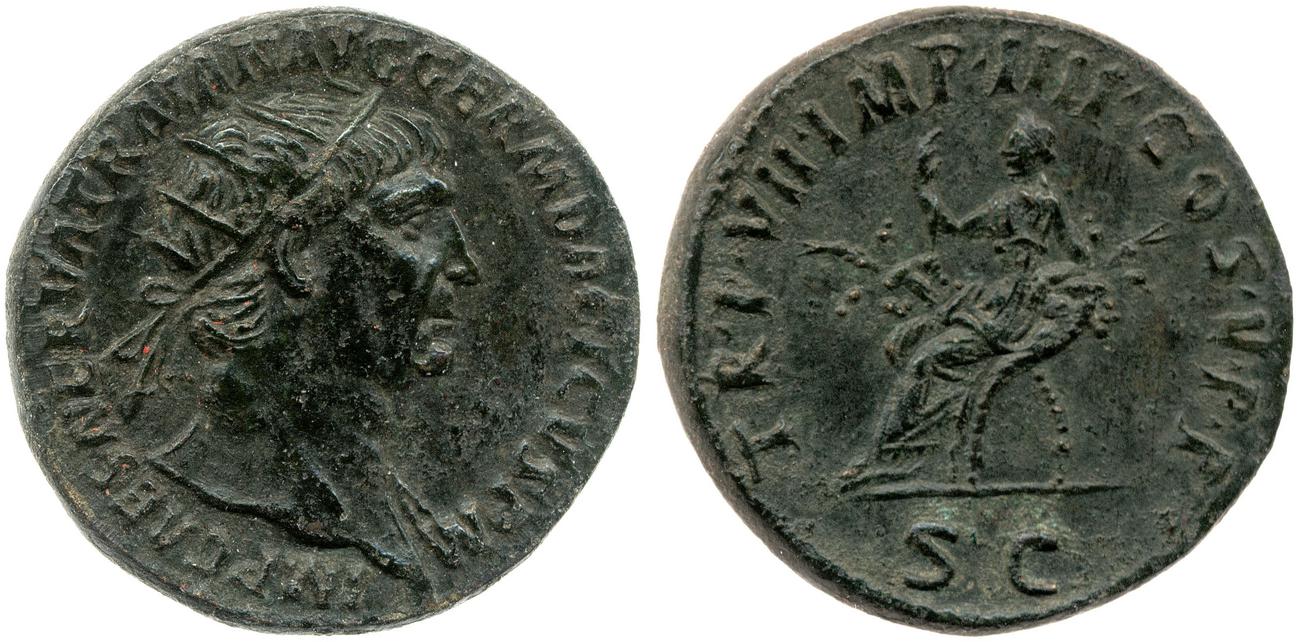 RIC II Trajan 454, аверс, bm