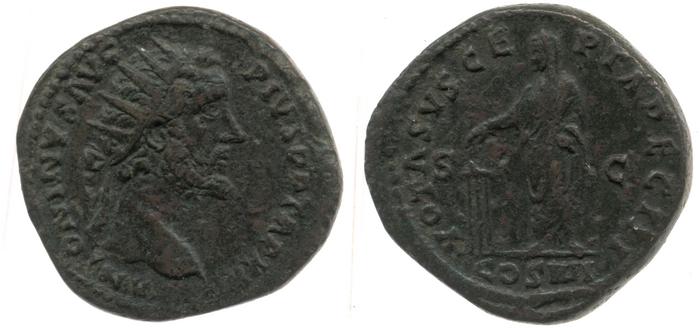 RIC III Antoninus Pius 1020, реверс, bm