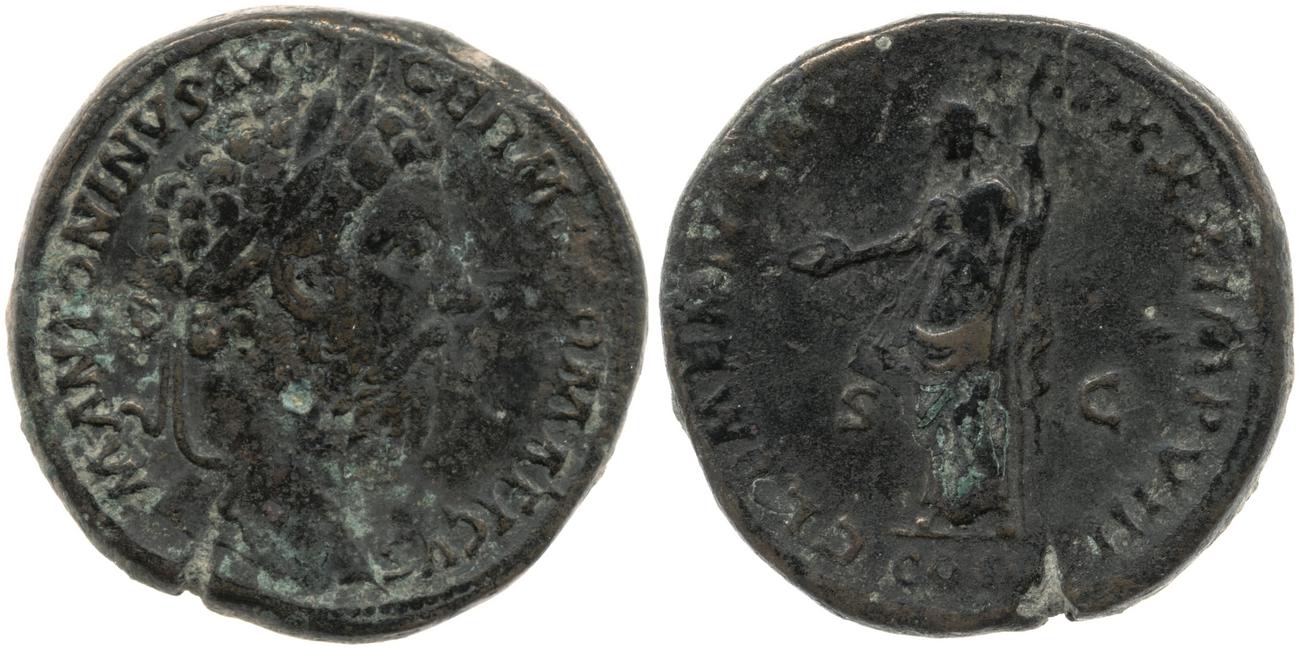 аверс RIC III Marcus Aurelius 1158