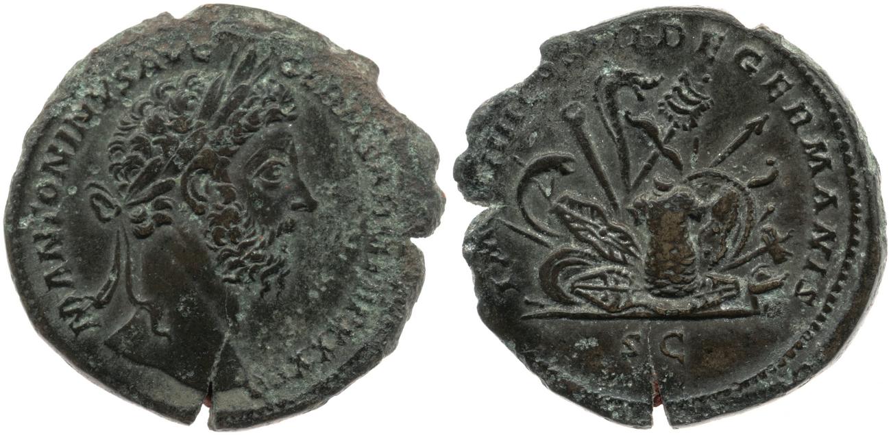 аверс RIC III Marcus Aurelius 1162