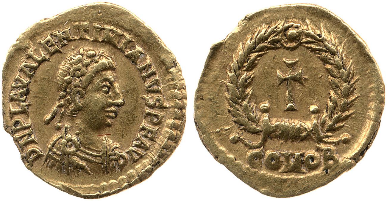 RIC X Valentinian III 2060, аверс, bm