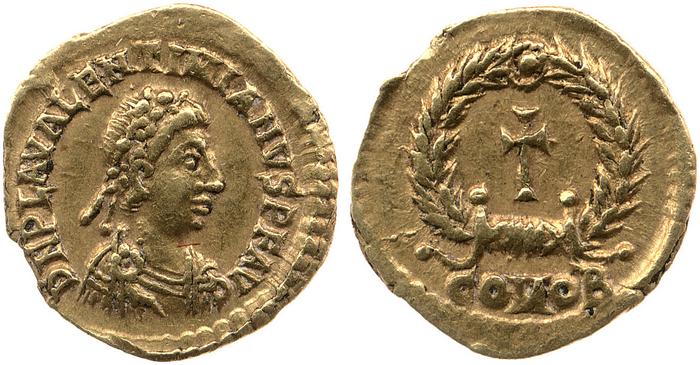 RIC X Valentinian III 2060, реверс, bm