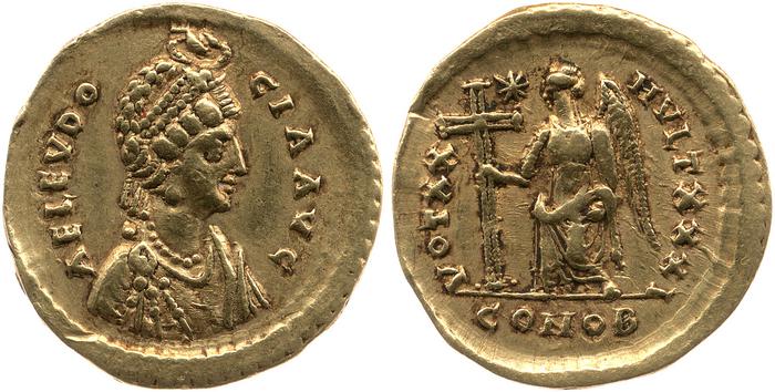 RIC X Theodosius II (East) 228, реверс, bm