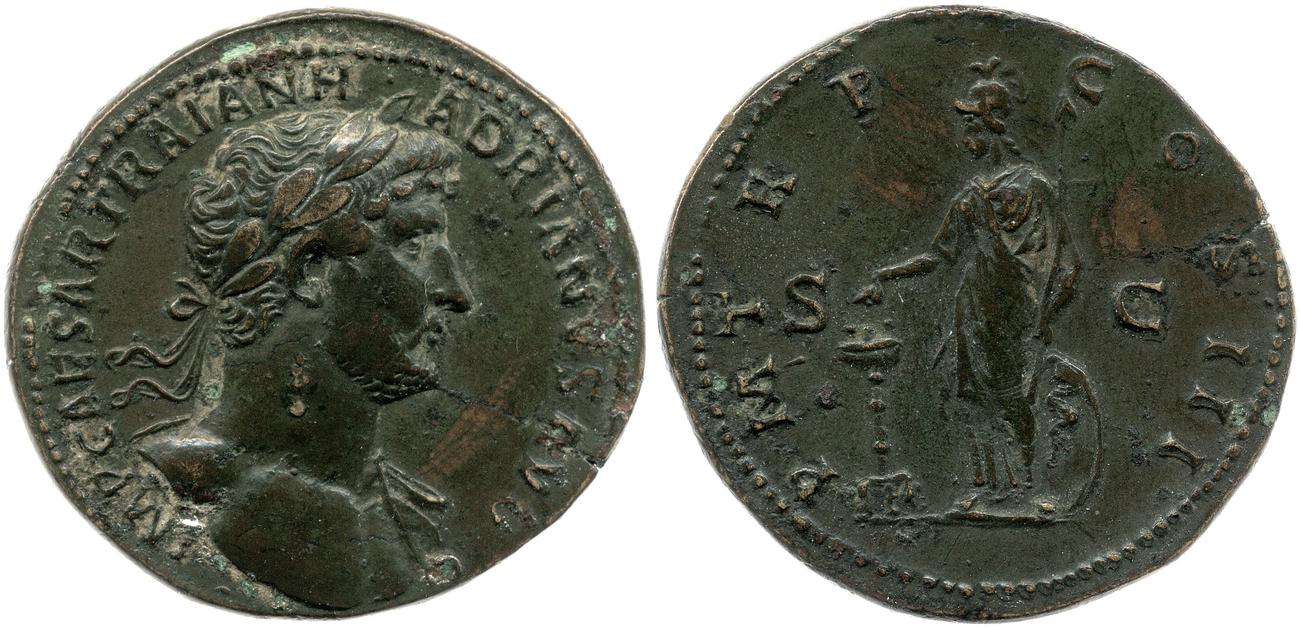 RIC II, Part 3 (second edition) Hadrian 665, аверс, bm