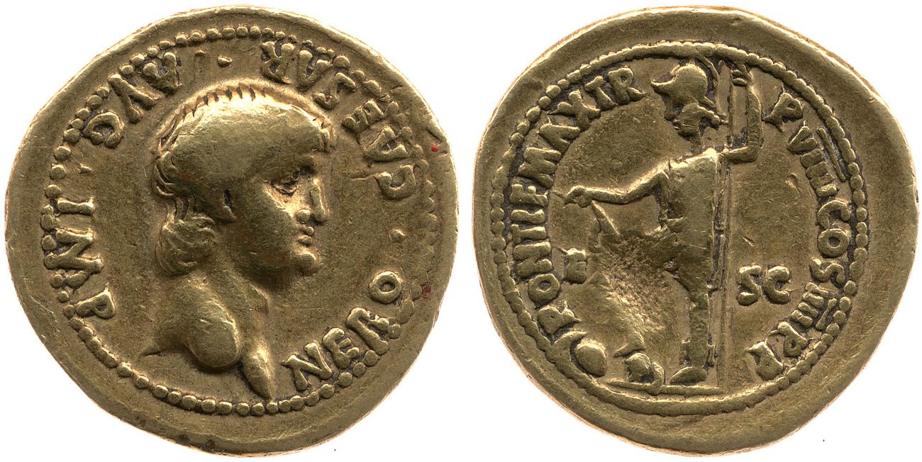 RIC I (second edition) Nero 36, аверс, bm
