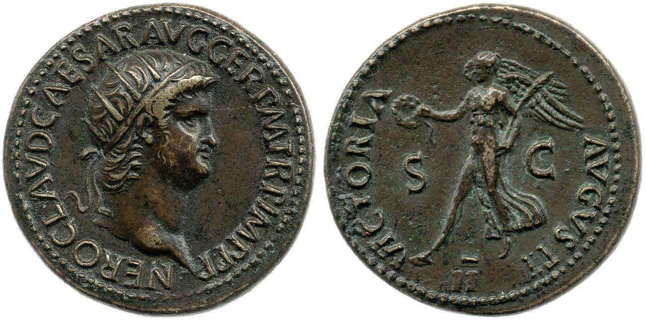 RIC I (second edition) Nero 196, аверс, bm