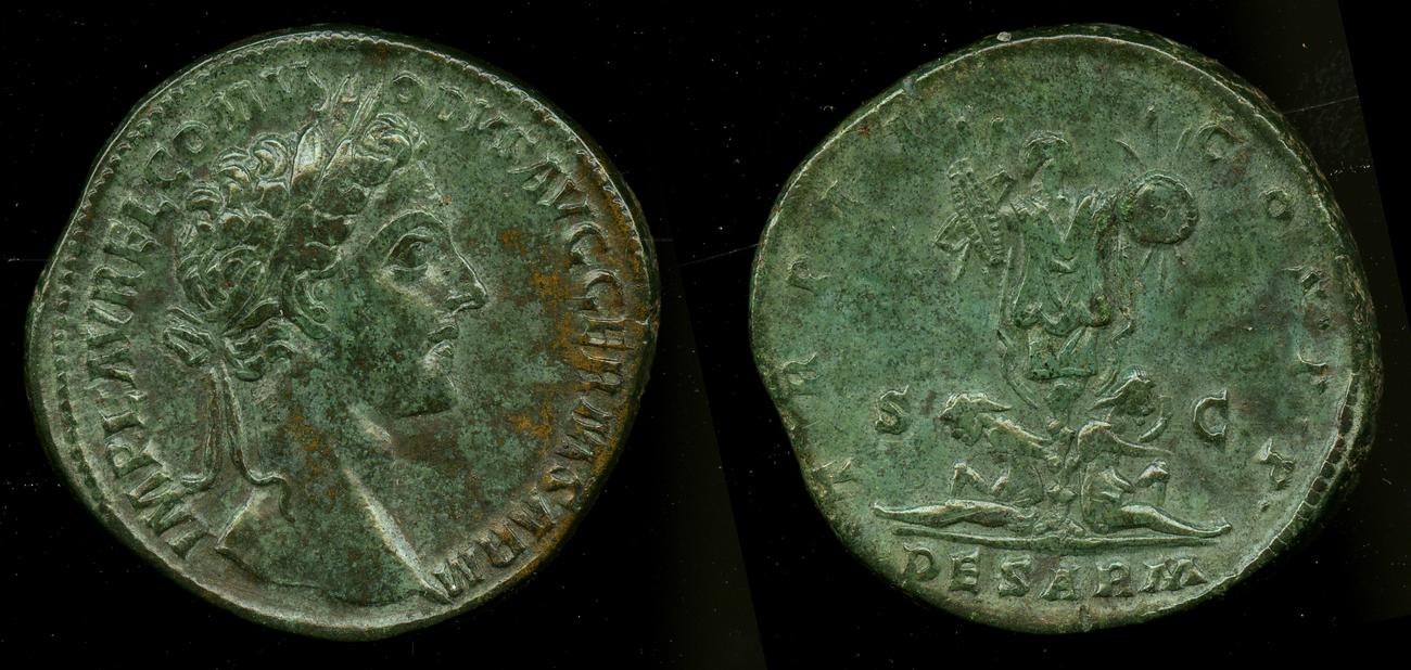 аверс RIC III Marcus Aurelius 1571