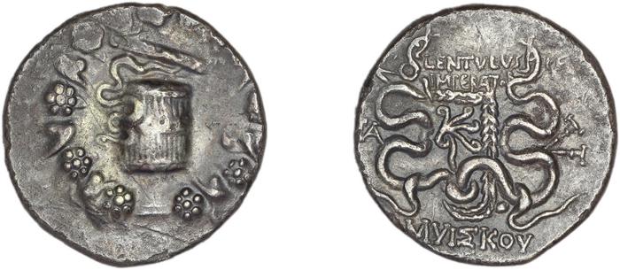 P. Lentulus P.f., governor of Cilicia Apamea in Phrygia Metcalf 2017 VI, реверс, bm