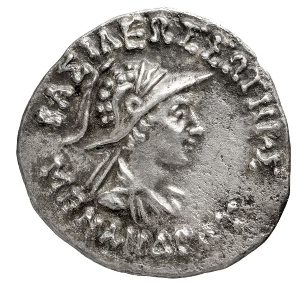 Bactrian and Indo-Greek Coinage Menander I 14.7, аверс, bnf-bigr