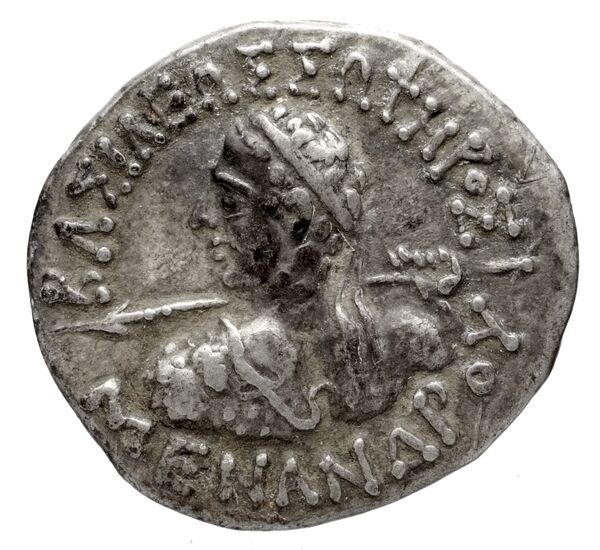 Bactrian and Indo-Greek Coinage Menander I 16.1, аверс, bnf-bigr