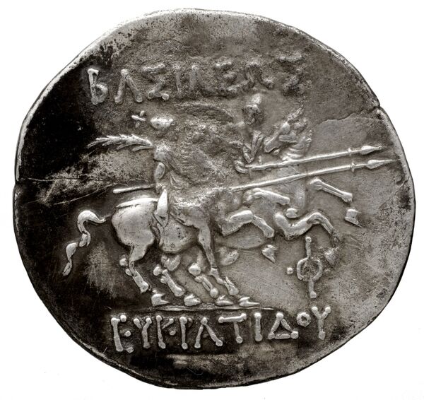 реверс Bactrian and Indo-Greek Coinage Eucratides I 1.1