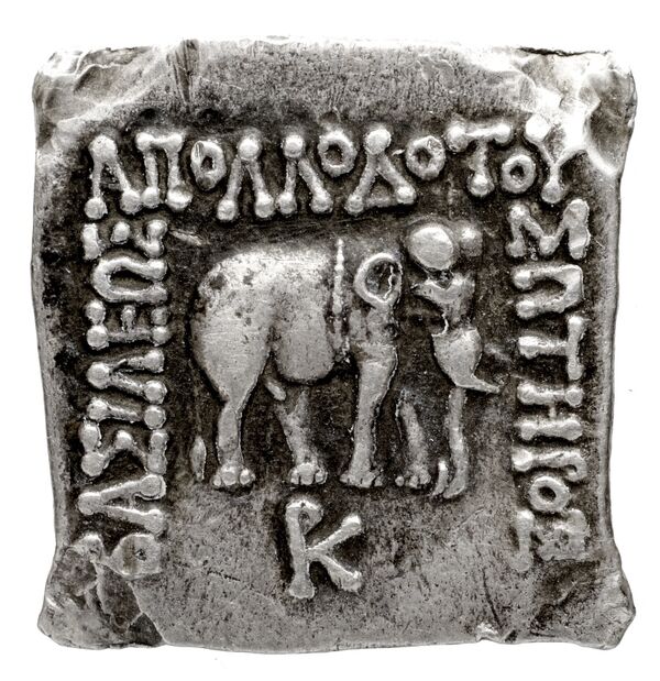 Bactrian and Indo-Greek Coinage Apollodotus I 4.4, аверс, bnf-bigr