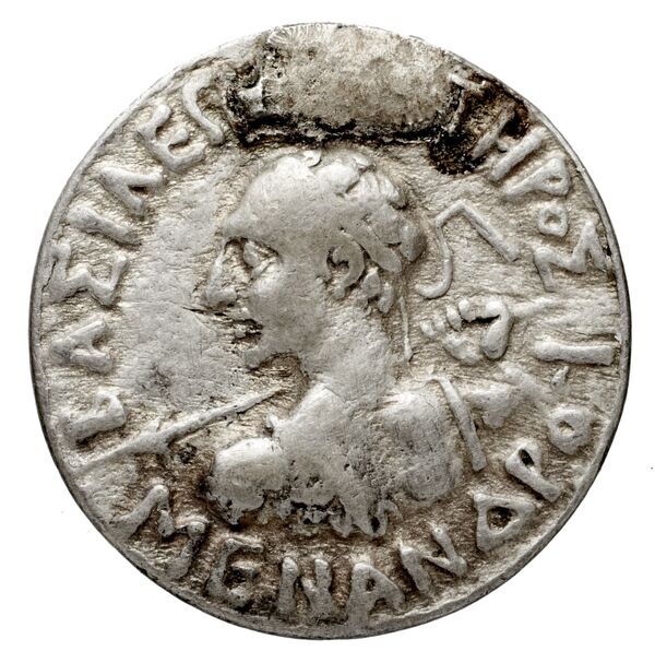 Bactrian and Indo-Greek Coinage Menander I 15.3, аверс, bnf-bigr