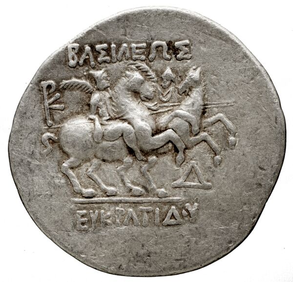 реверс Bactrian and Indo-Greek Coinage Eucratides I 1.3
