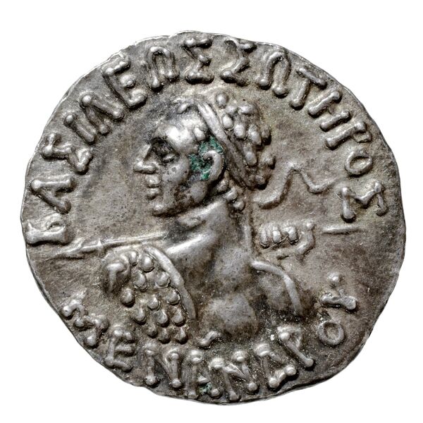 Bactrian and Indo-Greek Coinage Menander I 15.1, аверс, bnf-bigr