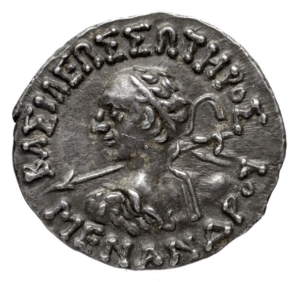 Bactrian and Indo-Greek Coinage Menander I 16.1, аверс, bnf-bigr