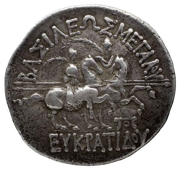 Bactrian and Indo-Greek Coinage Eucratides I 6.30, реверс, bnf-bigr