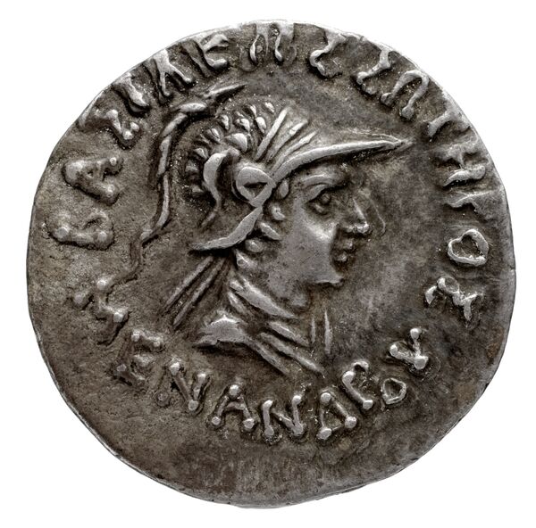 Bactrian and Indo-Greek Coinage Menander I 14.4, аверс, bnf-bigr