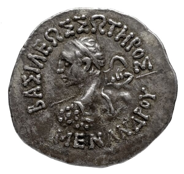 Bactrian and Indo-Greek Coinage Menander I 15.1, аверс, bnf-bigr
