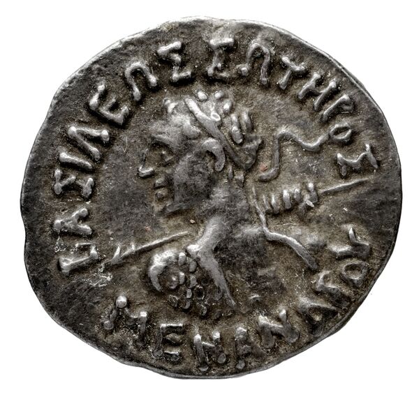 Bactrian and Indo-Greek Coinage Menander I 15.1, аверс, bnf-bigr