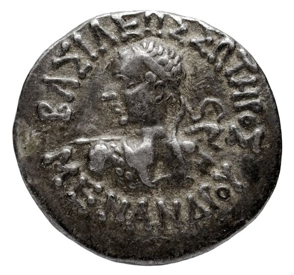 Bactrian and Indo-Greek Coinage Menander I 16.6, аверс, bnf-bigr