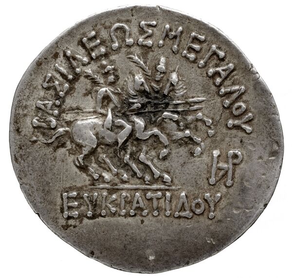 Bactrian and Indo-Greek Coinage Eucratides I 6.16, реверс, bnf-bigr